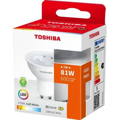 Toshiba Lampada Ecoflare Gu10 Led 4.7w Luce Calda Toshiba Lampada Ecoflare Gu10 Led 4.7w Luce Calda