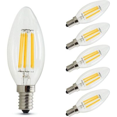 KEEMOTE Lampadina A Candela Dimmerabile E14, 4w (equivalente A 40w A Incandescenza), Bianco Caldo (2700k), 400lm, Confezione Da 6 [classe Energetica KEEMOTE Lampadina A Candela Dimmerabile E14, 4w (equivalente A 40w A Incandescenza), Bianco Caldo (2700k), 400lm, Confezione Da 6 [classe Energetica