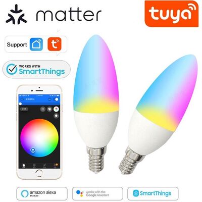 TUYA Lampadina A Candela Led Smart Matter Wifi Rgb+cct E14 TUYA Lampadina A Candela Led Smart Matter Wifi Rgb+cct E14