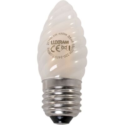 Luxram Lampadina E27 (spessa) A Candela Ritorta Valore Classica Led 4w 2700k 450lm -a++ Luxram Lampadina E27 (spessa) A Candela Ritorta Valore Classica Led 4w 2700k 450lm -a++