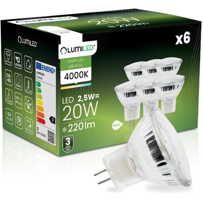 OEM 6 Lampadine Led Gu4 Spotlight Mr11 2,5w = 20w 220lm 4000k Neutro 120° 12v Lumiled OEM 6 Lampadine Led Gu4 Spotlight Mr11 2,5w = 20w 220lm 4000k Neutro 120° 12v Lumiled