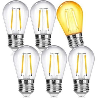 OEM Lampadina Led E27, 2 W, Attacco Edison S14, Plastica, 220 V, Bianco Caldo (2700 K), Non Dimmerabile, Equivalente A 20 W, Lampadina Di Ricambio S14 E27 Per Luci Da Giardino, Confezione Da 6 [classe Ene OEM Lampadina Led E27, 2 W, Attacco Edison S14, Plastica, 220 V, Bianco Caldo (2700 K), Non Dimmerabile, Equivalente A 20 W, Lampadina Di Ricambio S14 E27 Per Luci Da Giardino, Confezione Da 6 [classe Ene