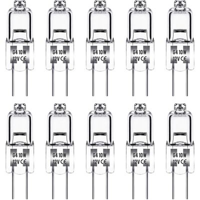 LIIYIELA Lampadina Alogena G4, 12 V 10 W, Bianco Caldo 3000 K, 150 Lm, Dimmerabile, Lampada Alogena G4, Lampada A Capsula Trasparente, Confezione Da 10 LIIYIELA Lampadina Alogena G4, 12 V 10 W, Bianco Caldo 3000 K, 150 Lm, Dimmerabile, Lampada Alogena G4, Lampada A Capsula Trasparente, Confezione Da 10