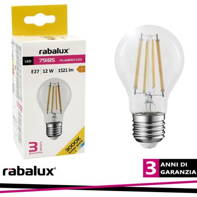 RABALUX Fil. Led, E27 A60,12w, 1521lm,3000k,dimm - Luce Calda RABALUX Fil. Led, E27 A60,12w, 1521lm,3000k,dimm - Luce Calda