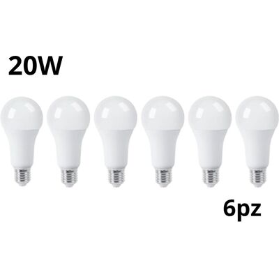 BES 6 Pezzi Lampadina Led 20w Luce Calda E27 A65l Bulbo Bianco Opaco BES 6 Pezzi Lampadina Led 20w Luce Calda E27 A65l Bulbo Bianco Opaco