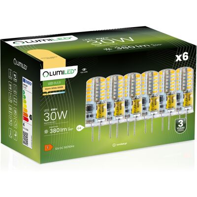 OEM 6 Capsule Led G4 Da 4w = 30w 380lm 3000k Luce Calda 360° 12v Lumiled OEM 6 Capsule Led G4 Da 4w = 30w 380lm 3000k Luce Calda 360° 12v Lumiled