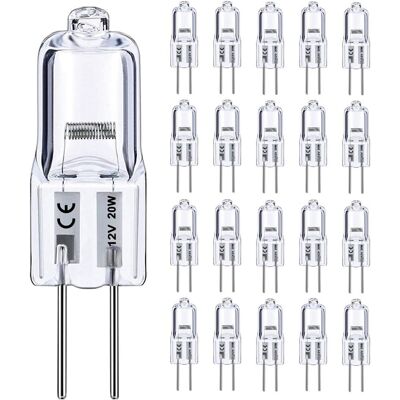 TREETALK Lampada Alogena G4 12v 20w, Confezione Da 20, Dimmerabile, Luce Bianca Calda 2800k, Lunga Durata, Per Illuminazione Sottopensile O Lampadario. TREETALK Lampada Alogena G4 12v 20w, Confezione Da 20, Dimmerabile, Luce Bianca Calda 2800k, Lunga Durata, Per Illuminazione Sottopensile O Lampadario.