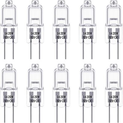 TREETALK Lampade Alogene G4, 12 V, 20 W, Attacco A Perno, Luce Bianca Calda (3000 K), 350 Lm, Dimmerabili, Lampade Alogene A Bassa Tensione, Capsula Trasparente, Confezione Da 10 TREETALK Lampade Alogene G4, 12 V, 20 W, Attacco A Perno, Luce Bianca Calda (3000 K), 350 Lm, Dimmerabili, Lampade Alogene A Bassa Tensione, Capsula Trasparente, Confezione Da 10