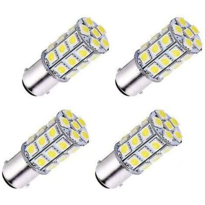 DPZO Set Di 4 Lampadine Led Super Bianche Ba15d 5050 27 Smd Per Auto, Barca, Camper DPZO Set Di 4 Lampadine Led Super Bianche Ba15d 5050 27 Smd Per Auto, Barca, Camper