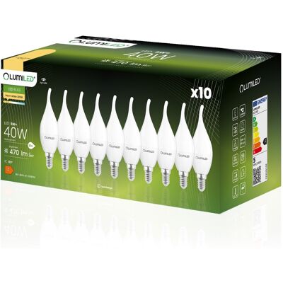OEM 10 Lampadine Led E14 Candela Ba35 5w = 40w 470lm 3000k Luce Calda 180° Lumiled OEM 10 Lampadine Led E14 Candela Ba35 5w = 40w 470lm 3000k Luce Calda 180° Lumiled