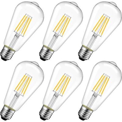 OEM Lampadina A Filamento Led E27 St64 Da 4w, Luce Bianca Calda 3000k, Stile Retrò, Non Dimmerabile, Confezione Da 6 Pezzi OEM Lampadina A Filamento Led E27 St64 Da 4w, Luce Bianca Calda 3000k, Stile Retrò, Non Dimmerabile, Confezione Da 6 Pezzi