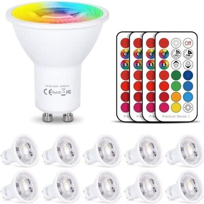 LIIYIELA Faretto Led Rgb Mr16 Gu10, A Cambio Colore, Dimmerabile, Bianco Caldo (2700k), 6w (confezione Da 10) LIIYIELA Faretto Led Rgb Mr16 Gu10, A Cambio Colore, Dimmerabile, Bianco Caldo (2700k), 6w (confezione Da 10)