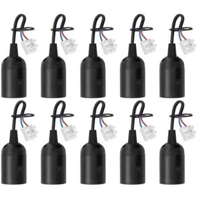 OEM Set Di 10 Portalampade E27 Con Cavo, Ideali Per Lavori Di Costruzione/ristrutturazione, Portalampade Di Ricambio E27 Con Cavo Per Lampadine A Led, Alogene E A Incandescenza, Colore Nero. OEM Set Di 10 Portalampade E27 Con Cavo, Ideali Per Lavori Di Costruzione/ristrutturazione, Portalampade Di Ricambio E27 Con Cavo Per Lampadine A Led, Alogene E A Incandescenza, Colore Nero.