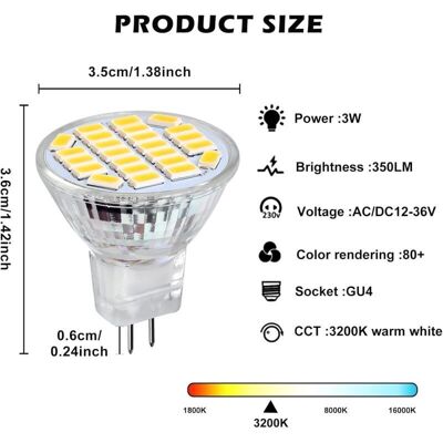 OEM Lampadine Led Mr11 Gu4 Da 3w, Luce Bianca Fredda 6500k, Non Dimmerabili, Equivalenti A 25-35w, 350 Lm, 12v Ac/dc, Angolo Del Fascio Luminoso Di 120°, Confezione Da 6 OEM Lampadine Led Mr11 Gu4 Da 3w, Luce Bianca Fredda 6500k, Non Dimmerabili, Equivalenti A 25-35w, 350 Lm, 12v Ac/dc, Angolo Del Fascio Luminoso Di 120°, Confezione Da 6