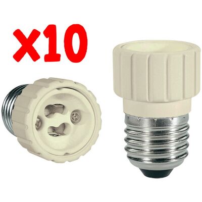 ALCAPOWER Blister 10 Pezzi Adattatore Da E27 A Gu10 Per Faretti Led E Alogeni, Tensione Max 240v, Corrente Nominale 2a, Colore Bianco ALCAPOWER Blister 10 Pezzi Adattatore Da E27 A Gu10 Per Faretti Led E Alogeni, Tensione Max 240v, Corrente Nominale 2a, Colore Bianco