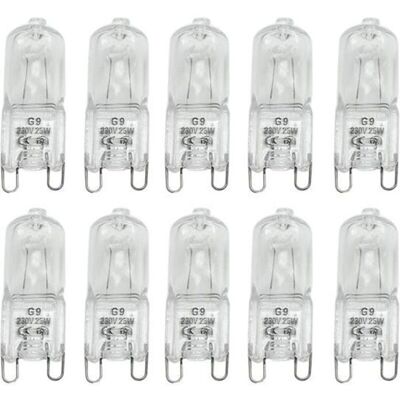 LIIYIELA Confezione Da 10 Lampadine Alogene G9 (trasparenti) - Bianco Caldo 25w Ac 230v LIIYIELA Confezione Da 10 Lampadine Alogene G9 (trasparenti) - Bianco Caldo 25w Ac 230v