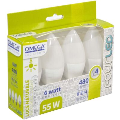 ALTRO Set 4 Lampadine A Led Lunga Durata ''Candela'' 6w 4000k 480lm E14 ALTRO Set 4 Lampadine A Led Lunga Durata ''Candela'' 6w 4000k 480lm E14