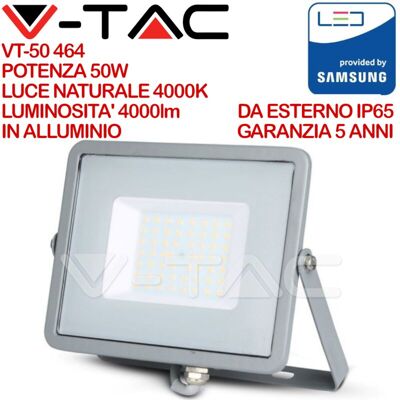 V-TAC VT-50-G Faro LED Grigio - LED Floodlight V-TAC VT-50-G Faro LED Grigio - LED Floodlight