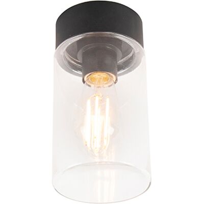 Lampada da soffitto moderna nera - IP44, 22.6cm - E27 Qazqa Lampada da soffitto moderna nera - IP44, 22.6cm - E27 Qazqa