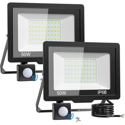 XISRENS Set Di 2 Luci Di Sicurezza Per Esterni Con Rilevatore Di Movimento – Led Ultra Luminosi Da 50 W – Alimentazione Di Rete – Faretti Impermeabili Ip66 Per Giardino, Garage, Cortile, Patio E Cortile XISRENS Set Di 2 Luci Di Sicurezza Per Esterni Con Rilevatore Di Movimento – Led Ultra Luminosi Da 50 W – Alimentazione Di Rete – Faretti Impermeabili Ip66 Per Giardino, Garage, Cortile, Patio E Cortile