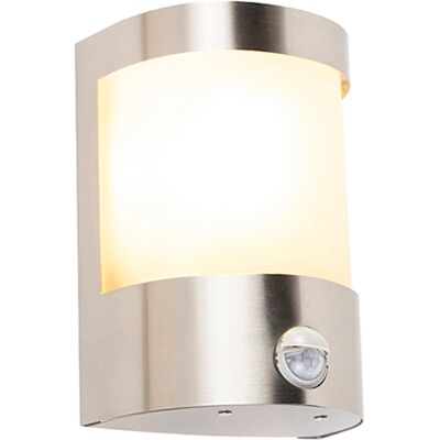 QAZQA Lampada Da Esterno Con Sensore Di Movimento Mira - Moderno - Vetro,acciaio Inossidabile - Acciaio - Sfera Max. 1 X Watt - QAZQA Lampada Da Esterno Con Sensore Di Movimento Mira - Moderno - Vetro,acciaio Inossidabile - Acciaio - Sfera Max. 1 X Watt -