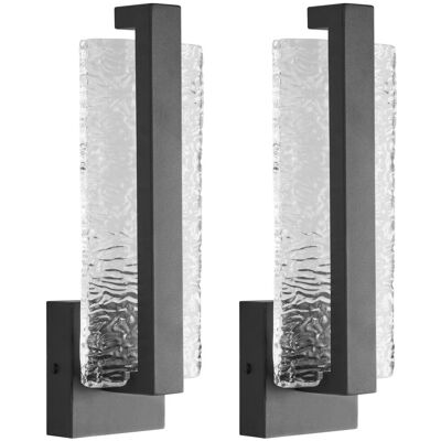 BELIANI Set Di 2 Lampade Da Parete A Led Per Esterni In Metallo Nero Yantra BELIANI Set Di 2 Lampade Da Parete A Led Per Esterni In Metallo Nero Yantra