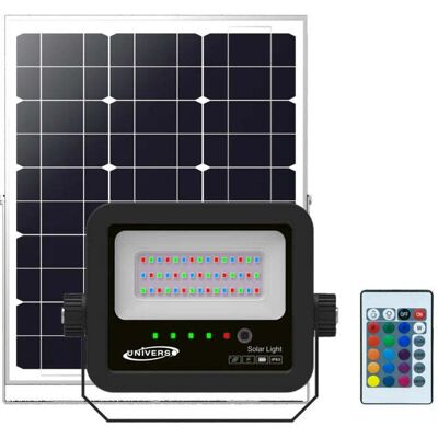 UNIVERSO Faretto Led Solare Rgb 40w Da Esterno Ip65 Con Telecomando, Luce Multicolore 150 Lumen, Illuminazione Giardino E Facciate - Watt: 80w UNIVERSO Faretto Led Solare Rgb 40w Da Esterno Ip65 Con Telecomando, Luce Multicolore 150 Lumen, Illuminazione Giardino E Facciate - Watt: 80w