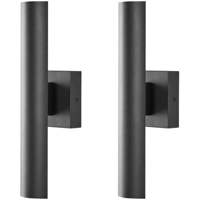 BELIANI Set Di 2 Lampade Da Parete A Led Per Esterni In Metallo Nero Koros BELIANI Set Di 2 Lampade Da Parete A Led Per Esterni In Metallo Nero Koros