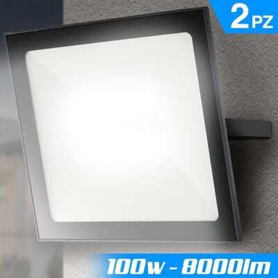 BAKAJI Set 2 Fari Led 100w Luce Alta Luminosita 8000lm Bianco Faro Faretti Esterno Slim BAKAJI Set 2 Fari Led 100w Luce Alta Luminosita 8000lm Bianco Faro Faretti Esterno Slim