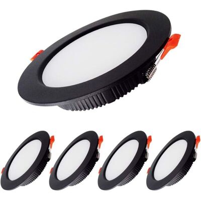 ENLENK Set Di 5 Faretti Incassati A Led Neri Extra Piatti 5w 500lm – Ip44 – Bianco Naturale 4000k – Per Bagno E Cucina ENLENK Set Di 5 Faretti Incassati A Led Neri Extra Piatti 5w 500lm – Ip44 – Bianco Naturale 4000k – Per Bagno E Cucina