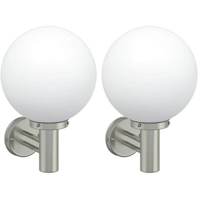 HELLOSHOP26 Set Di 2 Moderne Lampade Da Parete Rotonde Per Esterni 28 X 25 X 38 Cm Resistenti Alle Intemperie Acciaio Inox Argento 020056492 HELLOSHOP26 Set Di 2 Moderne Lampade Da Parete Rotonde Per Esterni 28 X 25 X 38 Cm Resistenti Alle Intemperie Acciaio Inox Argento 020056492