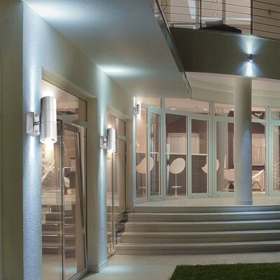 ETC-SHOP Set Di 4 Faretti Da Parete Led Up Down Illuminazione Per Esterni Lampade Per Facciate Luci In Vetro Inox Ip44 ETC-SHOP Set Di 4 Faretti Da Parete Led Up Down Illuminazione Per Esterni Lampade Per Facciate Luci In Vetro Inox Ip44