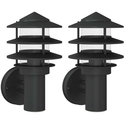 HELLOSHOP26 Set Di 2 Applique Da Esterno 15,5 X 15,5 X 28 Cm Design Elegante Resistente Alle Intemperie Acciaio Inox Nero 020056552 HELLOSHOP26 Set Di 2 Applique Da Esterno 15,5 X 15,5 X 28 Cm Design Elegante Resistente Alle Intemperie Acciaio Inox Nero 020056552