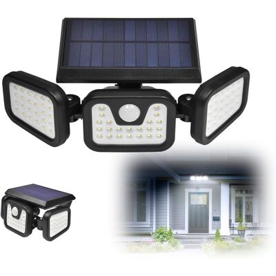 TREETALK Luci Di Sicurezza A Energia Solare, 3 Teste Rotanti, 74 Led, Sensore Di Movimento, 550 Lm, Impermeabili Ip65, Per Vialetto, Patio, Garage E Camminamento. TREETALK Luci Di Sicurezza A Energia Solare, 3 Teste Rotanti, 74 Led, Sensore Di Movimento, 550 Lm, Impermeabili Ip65, Per Vialetto, Patio, Garage E Camminamento.