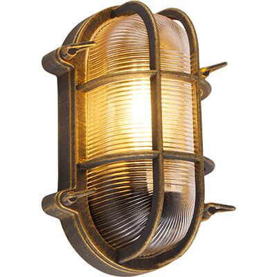 QAZQA Lampada nautica da parete e soffitto oro - Stile vintage IP44 QAZQA Lampada nautica da parete e soffitto oro - Stile vintage IP44