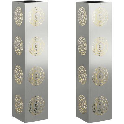 VIDAXL Faro Led Solare Per Sentieri 2 Pz Bianco Caldo 18 X 18 X 80 Cm VIDAXL Faro Led Solare Per Sentieri 2 Pz Bianco Caldo 18 X 18 X 80 Cm