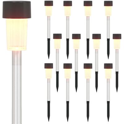 VIDAXL Luci Solari Da Esterno Con Picchetto 12 Pz Bianco Caldo VIDAXL Luci Solari Da Esterno Con Picchetto 12 Pz Bianco Caldo