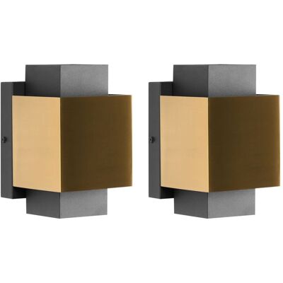 BELIANI Set Di 2 Applique Da Esterno A Led In Metallo Con Finitura Ottone Timok BELIANI Set Di 2 Applique Da Esterno A Led In Metallo Con Finitura Ottone Timok