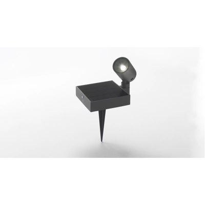 ZAFFERANO Faretto Da Terra Solar A Led Da 1,3w A Batteria Con Fotovoltaico Ip65 Grigio Scuro ZAFFERANO Faretto Da Terra Solar A Led Da 1,3w A Batteria Con Fotovoltaico Ip65 Grigio Scuro