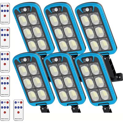 YM INTERNET 6pack Cob Led Luce Solare Luce Di Sicurezza Impermeabile Per Esterni Sensore Di Movimento Luce Solare Con Applique Da Parete Con Telecomando, Blu YM INTERNET 6pack Cob Led Luce Solare Luce Di Sicurezza Impermeabile Per Esterni Sensore Di Movimento Luce Solare Con Applique Da Parete Con Telecomando, Blu