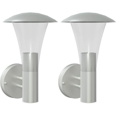 HELLOSHOP26 Set Di 2 Applique Da Esterno 17,5 X 17,5 X 28 Cm Finitura Robusta Design Elegante In Acciaio Inox Argento 020056556 HELLOSHOP26 Set Di 2 Applique Da Esterno 17,5 X 17,5 X 28 Cm Finitura Robusta Design Elegante In Acciaio Inox Argento 020056556