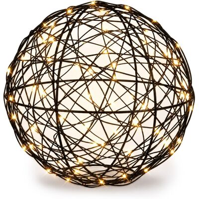 RELAXDAYS Sfera Led A Batterie, In Filo Metallico, Da Appendere O Appoggiare, Cavo Lungo, Ø 30 Cm, Nera RELAXDAYS Sfera Led A Batterie, In Filo Metallico, Da Appendere O Appoggiare, Cavo Lungo, Ø 30 Cm, Nera