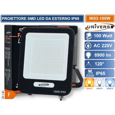 UNIVERSO Ik03-100w-n Proiettore Smd Led 100w Da Esterno Ip65 4700lm Bianco Naturale - 4000k UNIVERSO Ik03-100w-n Proiettore Smd Led 100w Da Esterno Ip65 4700lm Bianco Naturale - 4000k