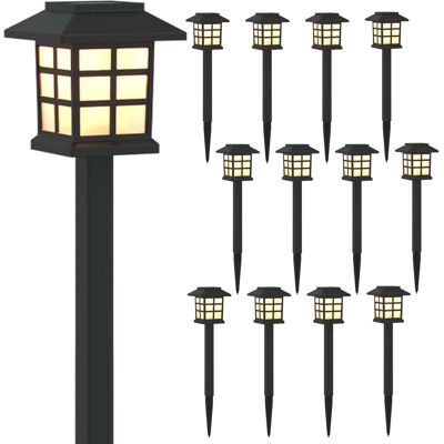 VIDAXL Luci Solari Da Esterno Con Picchetto 12 Pz Bianco Caldo VIDAXL Luci Solari Da Esterno Con Picchetto 12 Pz Bianco Caldo