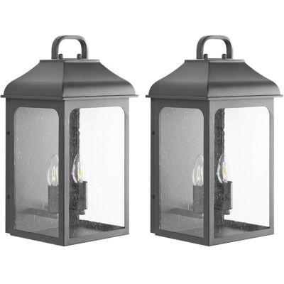 BELIANI Set Di 2 Lampade Da Parete Per Esterni In Metallo, Stile Tradizionale, Per Ingresso E Portico, Nero, Vidbol BELIANI Set Di 2 Lampade Da Parete Per Esterni In Metallo, Stile Tradizionale, Per Ingresso E Portico, Nero, Vidbol