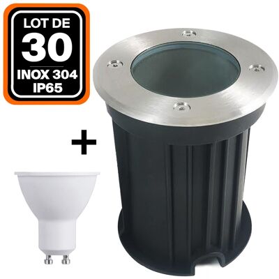 EUROPALAMP Lotto Di 30. Apparecchio Da Incasso Per Esterni 5w 6000k Luce Fredda. Gu10 Led Faretto Da Incasso A Pavimento + Lampadina Led EUROPALAMP Lotto Di 30. Apparecchio Da Incasso Per Esterni 5w 6000k Luce Fredda. Gu10 Led Faretto Da Incasso A Pavimento + Lampadina Led