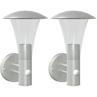 HELLOSHOP26 Set Di 2 Applique Da Esterno Con Sensore Di Movimento 17,5 X 17,5 X 28 Cm Acciaio Inox Argento 020056558 HELLOSHOP26 Set Di 2 Applique Da Esterno Con Sensore Di Movimento 17,5 X 17,5 X 28 Cm Acciaio Inox Argento 020056558