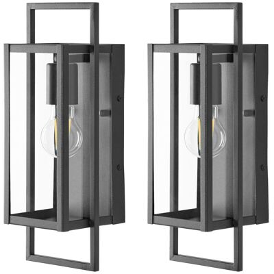 BELIANI Set Di 2 Lampade Da Parete Per Esterni Metallo Stile Moderno Per Porta D'Ingresso E Portico Nero Tarna BELIANI Set Di 2 Lampade Da Parete Per Esterni Metallo Stile Moderno Per Porta D'Ingresso E Portico Nero Tarna