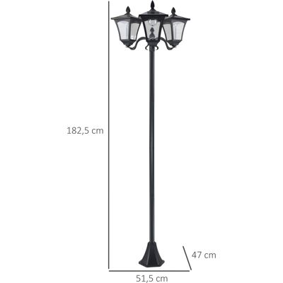 PZCC Lanterna Solare Da Giardino Outsunny Con 3 Luci, Palo In Acciaio Inox, Led Da 120 Lumen, 51,5x47x182,5 Cm, Protezione Ip44, Per Giardino E Balcone, Nera PZCC Lanterna Solare Da Giardino Outsunny Con 3 Luci, Palo In Acciaio Inox, Led Da 120 Lumen, 51,5x47x182,5 Cm, Protezione Ip44, Per Giardino E Balcone, Nera