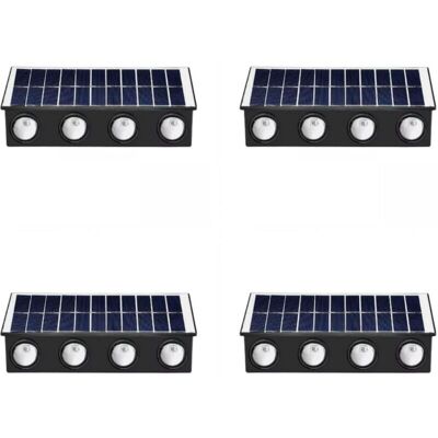 BES 4pz Applique Lampada Parete Rgb 8 Led Ricarica Solare Set Esterno Muro Ip65 BES 4pz Applique Lampada Parete Rgb 8 Led Ricarica Solare Set Esterno Muro Ip65